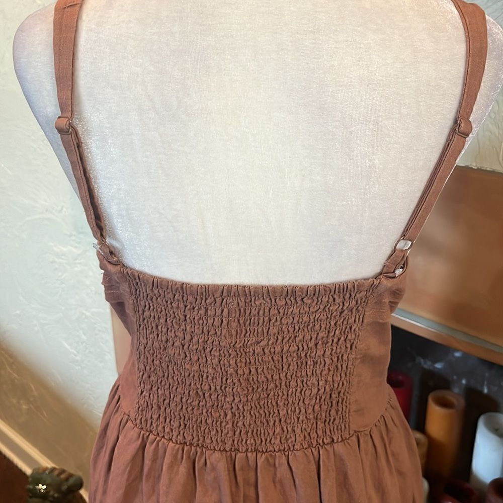 Joie Midi Linen Blend Sundress Pockets Clay Terracotta, 16! - Picture 5 of 9